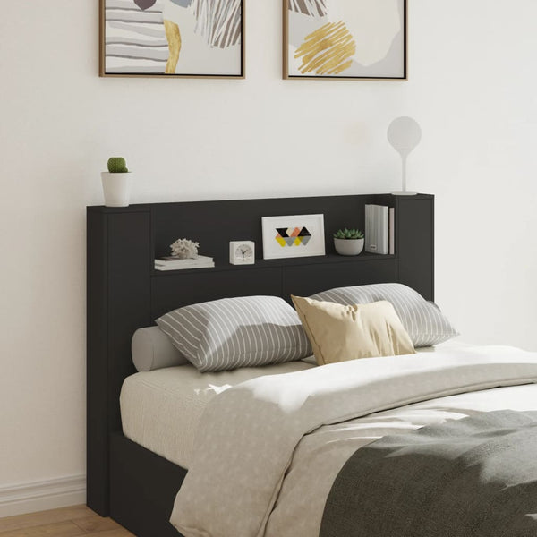  Headboard Cabinet with LED Black