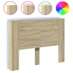 Headboard Cabinet with LED Sonoma Oak