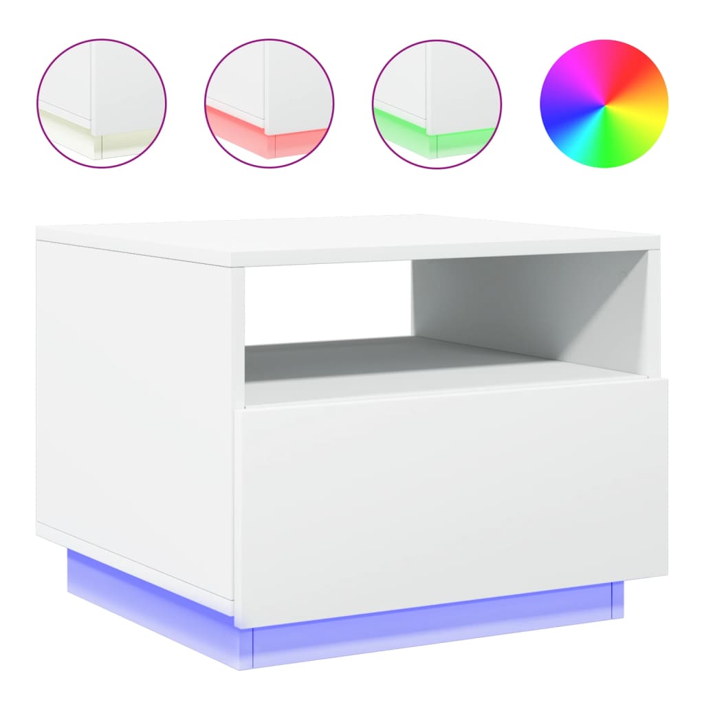 Coffee Table with LED Lights-White