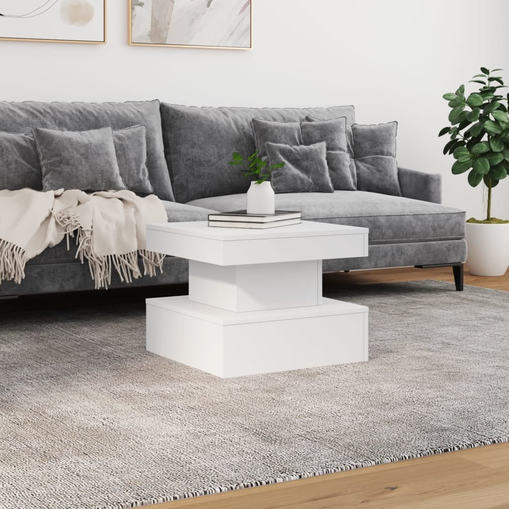 Coffee Table with LED Lights (White)
