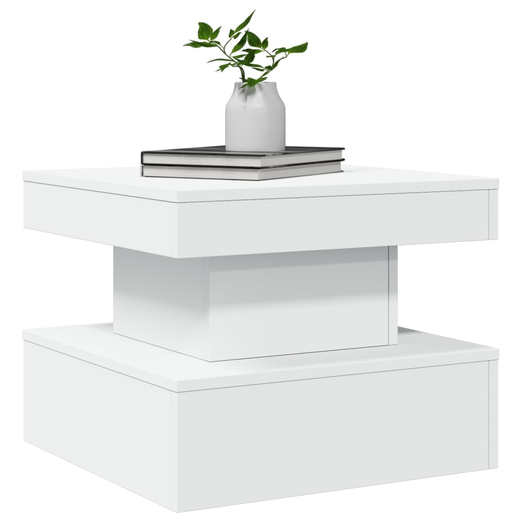 Coffee Table with LED Lights (White)