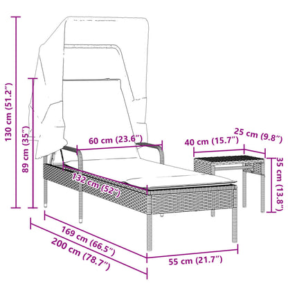 Contemporary Sun Lounger with Canopy and Indoor Outdoor Use Summer 