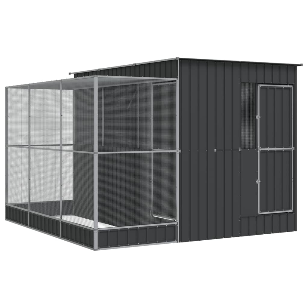 Aviary with Extension Silver Steel - 290×303×216cm