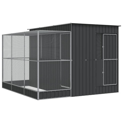 Aviary with Extension Silver Steel - 290×303×216cm