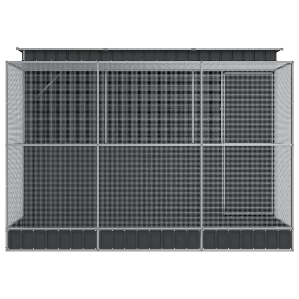 Aviary with Extension Silver Steel - 290×303×216cm