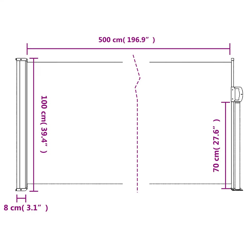 Retractable Side Awning 100x500cm Anthracite | HomeAndLiving