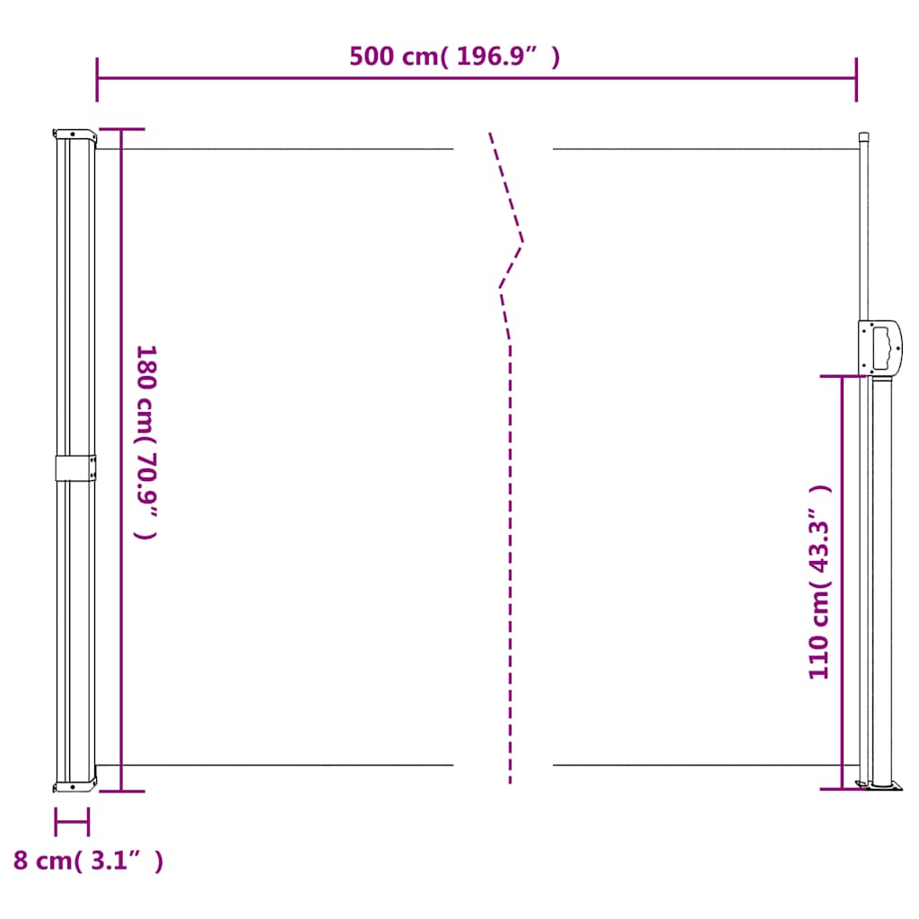 Retractable Side Awning 180x500cm Anthracite | HomeAndLiving