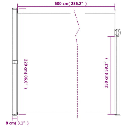 Retractable Side Awning 220x600cm Black | HomeAndLiving
