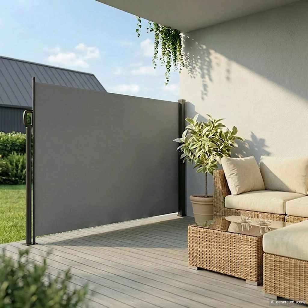 Retractable Side Awning 220x600cm Anthracite | HomeAndLiving
