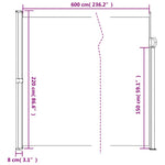 Retractable Side Awning 220x600cm Anthracite | HomeAndLiving