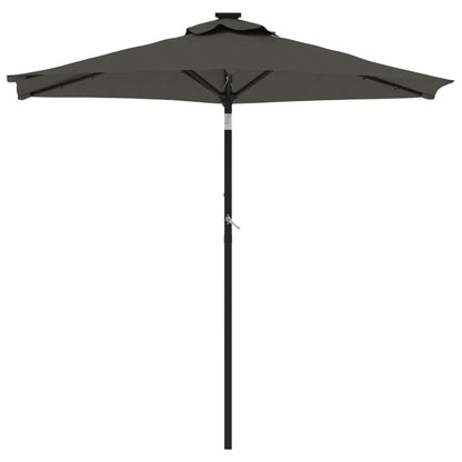 Garden Parasol with LEDs and Steel Pole Anthracite