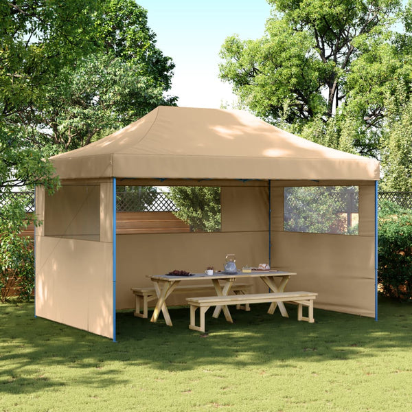  Foldable Party Tent Pop-Up with 3 Sidewalls - Beige