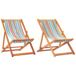 Folding Beach Chairs 2 pcs Multicolour - Fabric