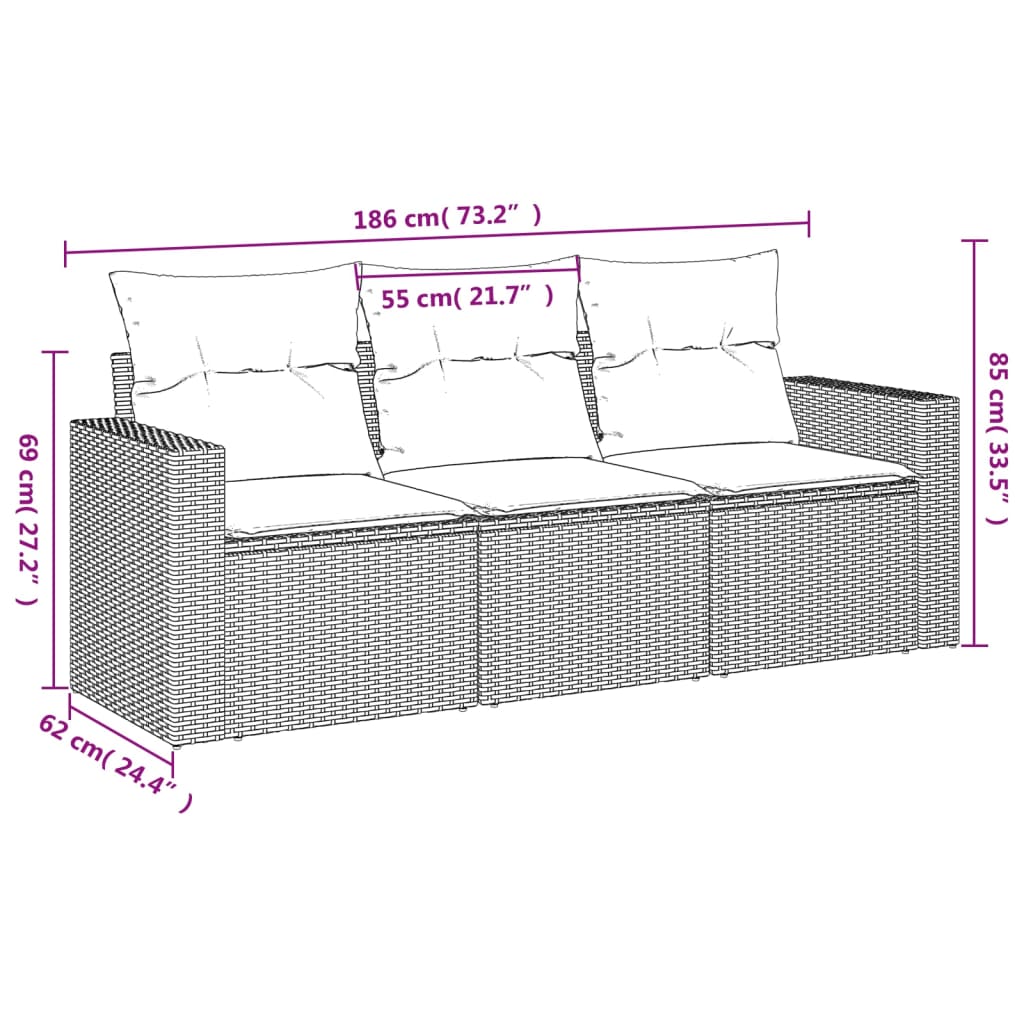 Comfortable 3 Piece Garden Sofa Set Relaxing Seating Home Comfort 