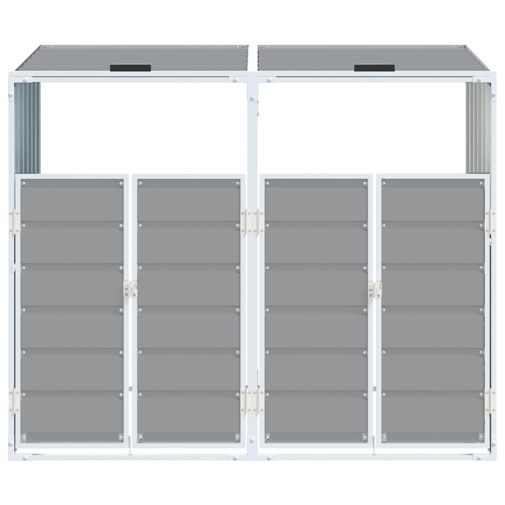 Wheelie Bin Storage for Double Bins Rubbish Trash Can Shed Grey Steel - Versatile and Stylish