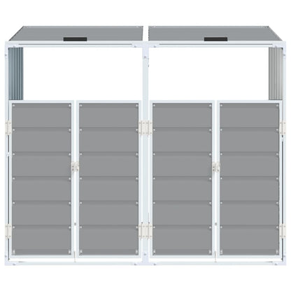 Wheelie Bin Storage for Double Bins Rubbish Trash Can Shed Grey Steel - Versatile and Stylish