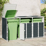 Wheelie Bin Storage for Triple Bins Trash Can Shed Anthracite Steel