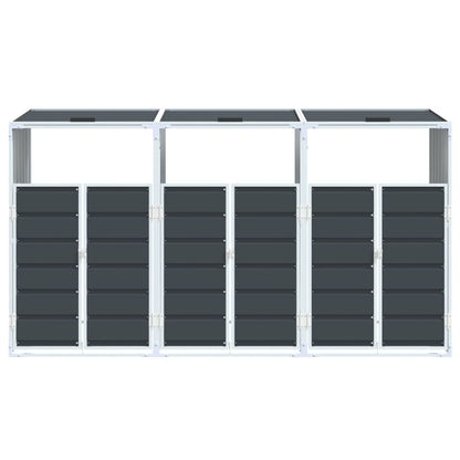 Wheelie Bin Storage for Triple Bins Trash Can Shed Anthracite Steel