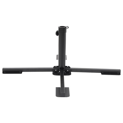 Parasol Base Foldable Pole Glossy Black Steel