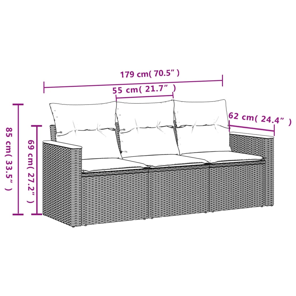 Contemporary 3 Piece Garden Sofa Set Living Space Upgrade Home Comfort 