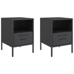 Stylish Bedside Cabinets 2 pcs Black Cold-rolled Steel