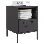 Stylish Bedside Cabinets 2 pcs Black Cold-rolled Steel