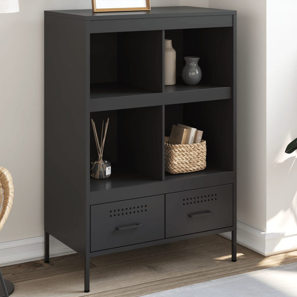  Stylish Highboard Black Cold-rolled Steel