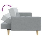 2-Seater Sofa Bed with Footstool Light Grey Fabric