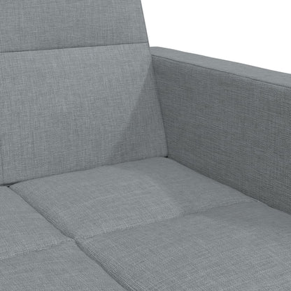 2-Seater Sofa Bed with Footstool Light Grey Fabric