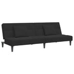 2-Seater Sofa Bed with Footstool - Black Velvet