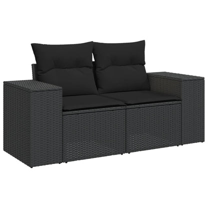 8 Pcs Garden Sofa Set with Cushions Black Poly Rattan