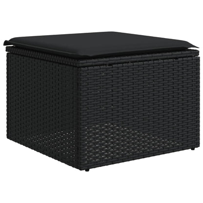 10 Pcs Garden Sofa Set with Cushions Black Poly Rattan