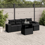 6 Pcs Garden Sofa Set with Cushions Black Poly Rattan