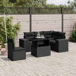 6 Pcs Garden Sofa Set with Cushions Black Poly Rattan