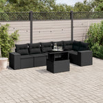 7-Piece Garden Sofa Set with Cushions Black