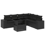 7-Piece Garden Sofa Set with Cushions Black