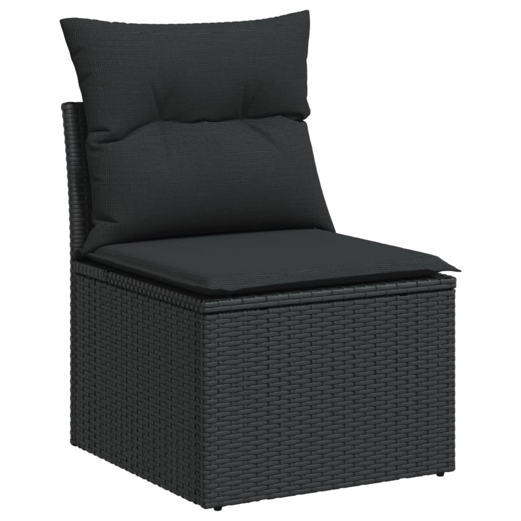 12 Piece Garden Sofa Set with Cushions Black - Poly Rattan