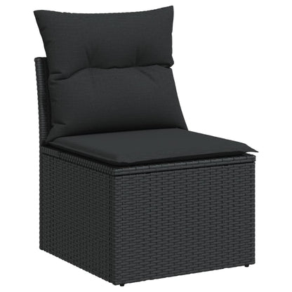 12 Piece Garden Sofa Set with Cushions Black - Poly Rattan