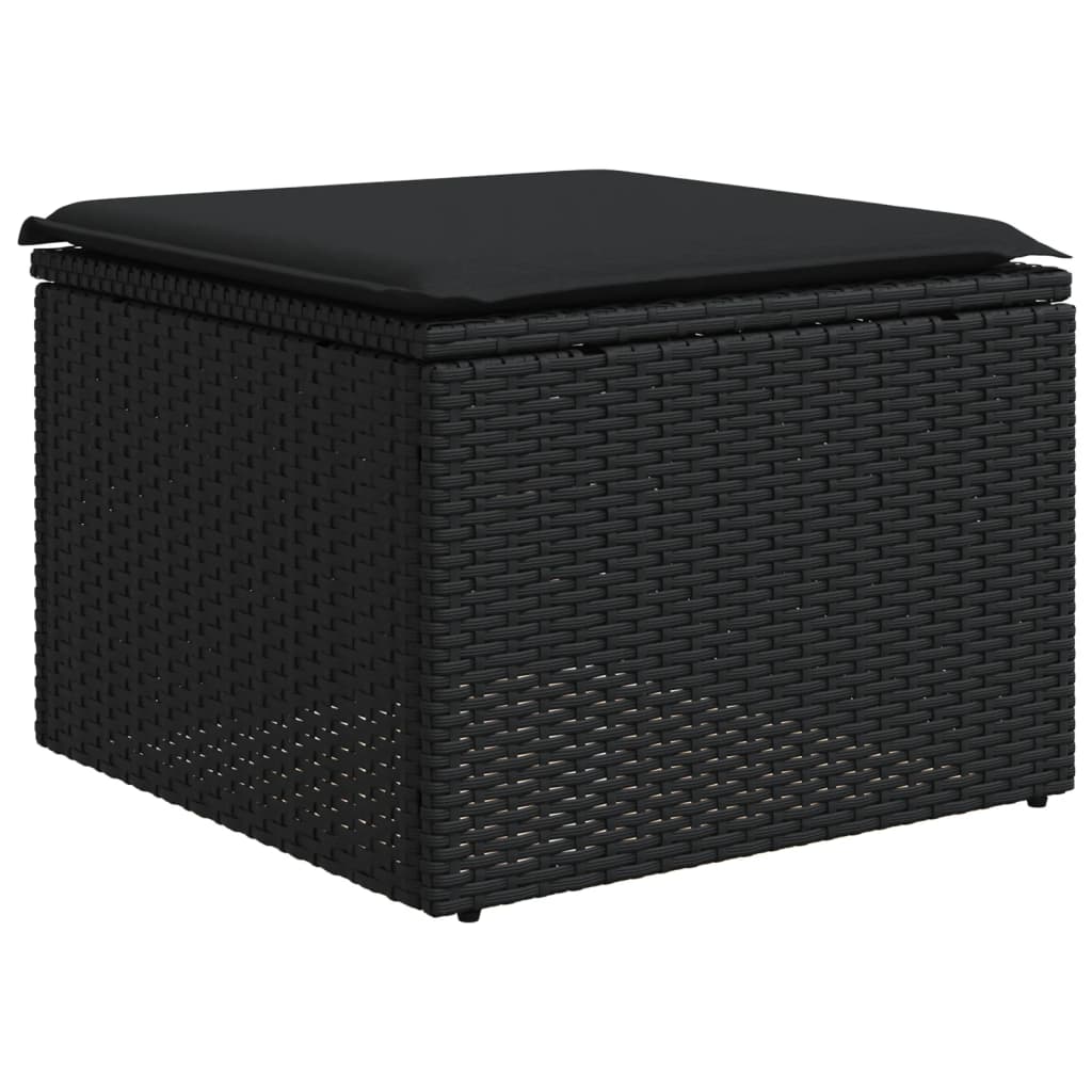 13 Piece Garden Sofa Set with Cushions Black - Poly Rattan
