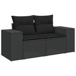 11 Piece Garden Sofa Set with Cushions Black