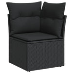 11 Piece Garden Sofa Set with Cushions Black