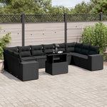 11 Piece Garden Sofa Set with Cushions Black