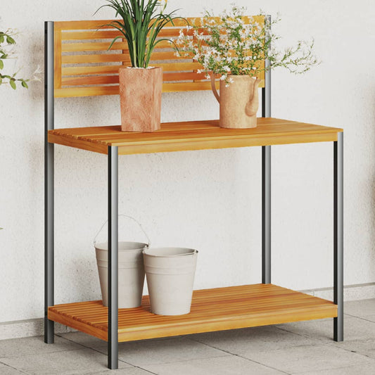 Garden Work Table Solid Wood Acacia and Steel
