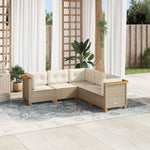 5 Pcs Garden Sofa Set with Cushions Beige - Poly Rattan