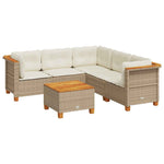 6-Piece Garden Sofa Set with Cushions Beige Poly Rattan