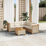 6-Piece Garden Sofa Set with Cushions Beige Poly Rattan