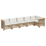 6 Piece Garden Sofa Set with Cushions Beige Poly Rattan