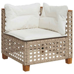 8 Pcs Garden Sofa Set with Cushions Beige Poly Rattan