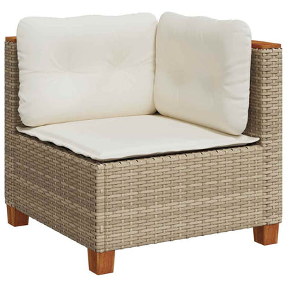 10 Piece Garden Sofa Set with Cushions Beige Poly Rattan - 56×56cm
