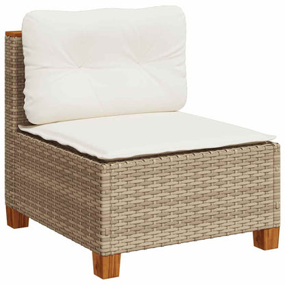10 Piece Garden Sofa Set with Cushions Beige Poly Rattan - 56×56cm